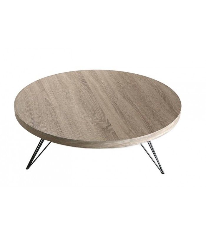 Table basse ronde bois et chrome