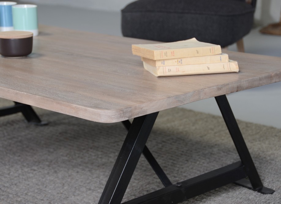 Table basse bois metal plateau relevable