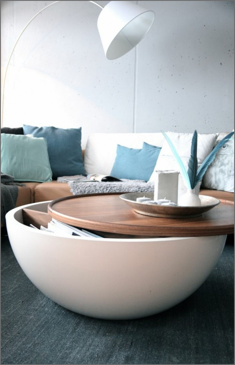 Table basse ronde relevable et extensible saturna