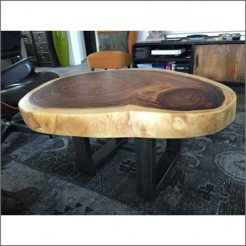 Table basse ronde en rondin de bois