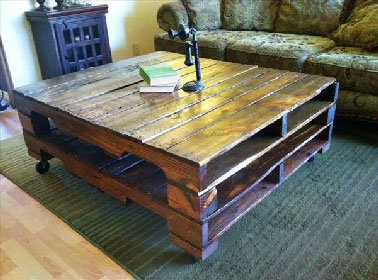 Table basse palette pied alu