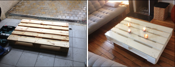Palette table basse jardin