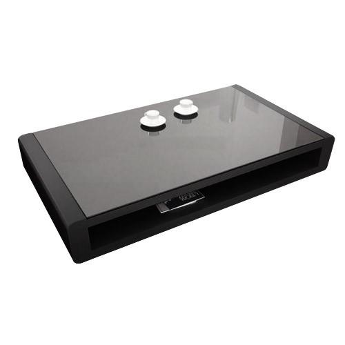 Table basse bois noir et verre