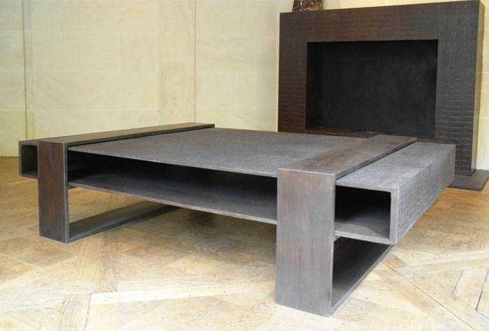 Table basse béton ciré bois