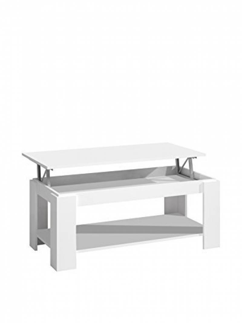Table basse blanc brillant/laqué avec plateau relevable