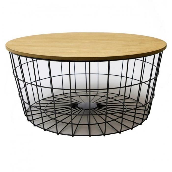 Table basse ronde bois fer