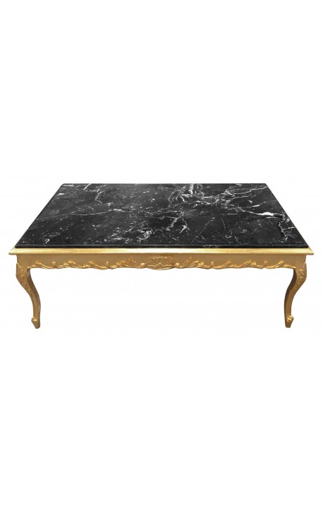 Table basse en bois et marbre