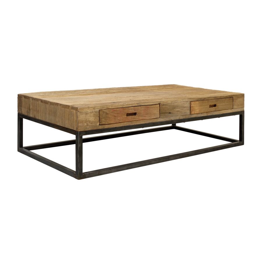 Table basse rectangulaire bois coffre