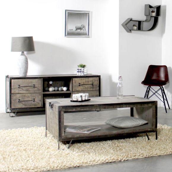 Meuble tv table basse bois