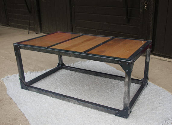 Table basse moderne bois et fer