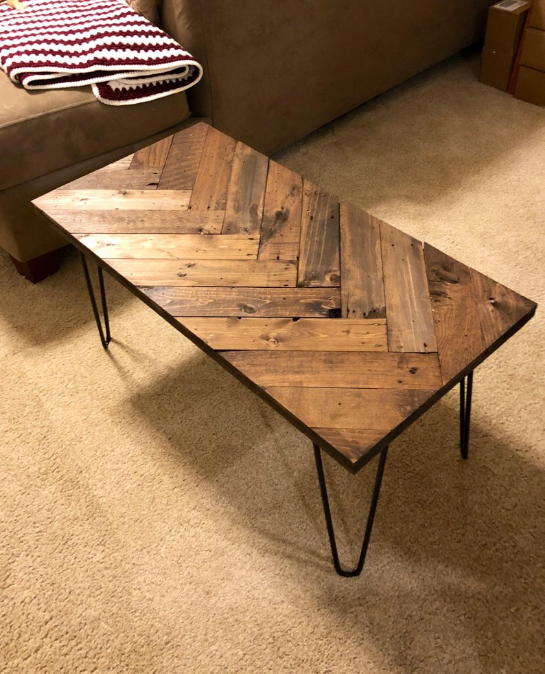 Table basse palette hairpin leg
