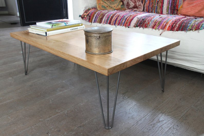 Table basse en bois avec pied metal