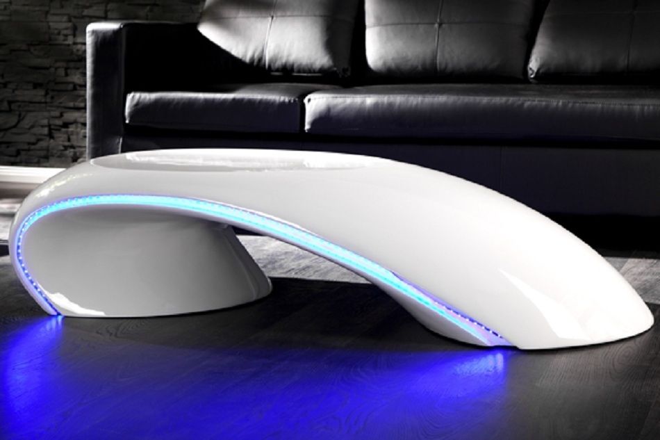 Table basse design à led laquée blanc futura