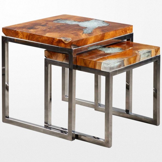 Table basse carrée bois gigogne