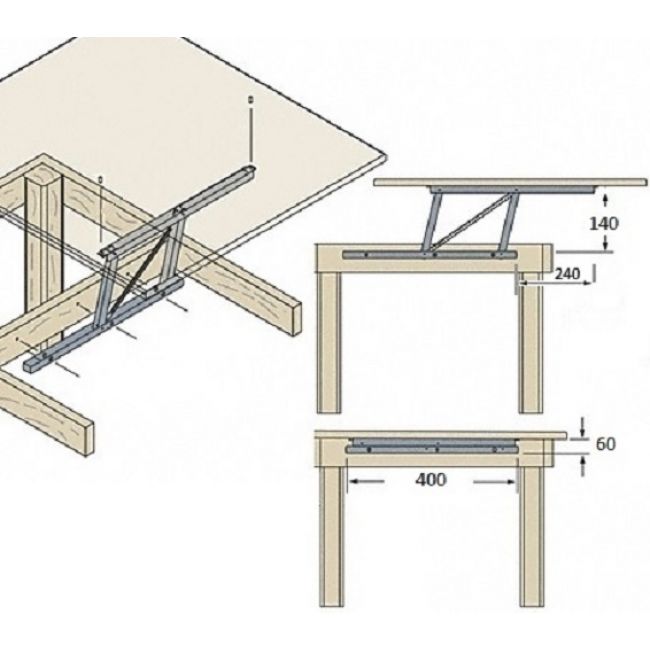 Systeme table basse plateau relevable