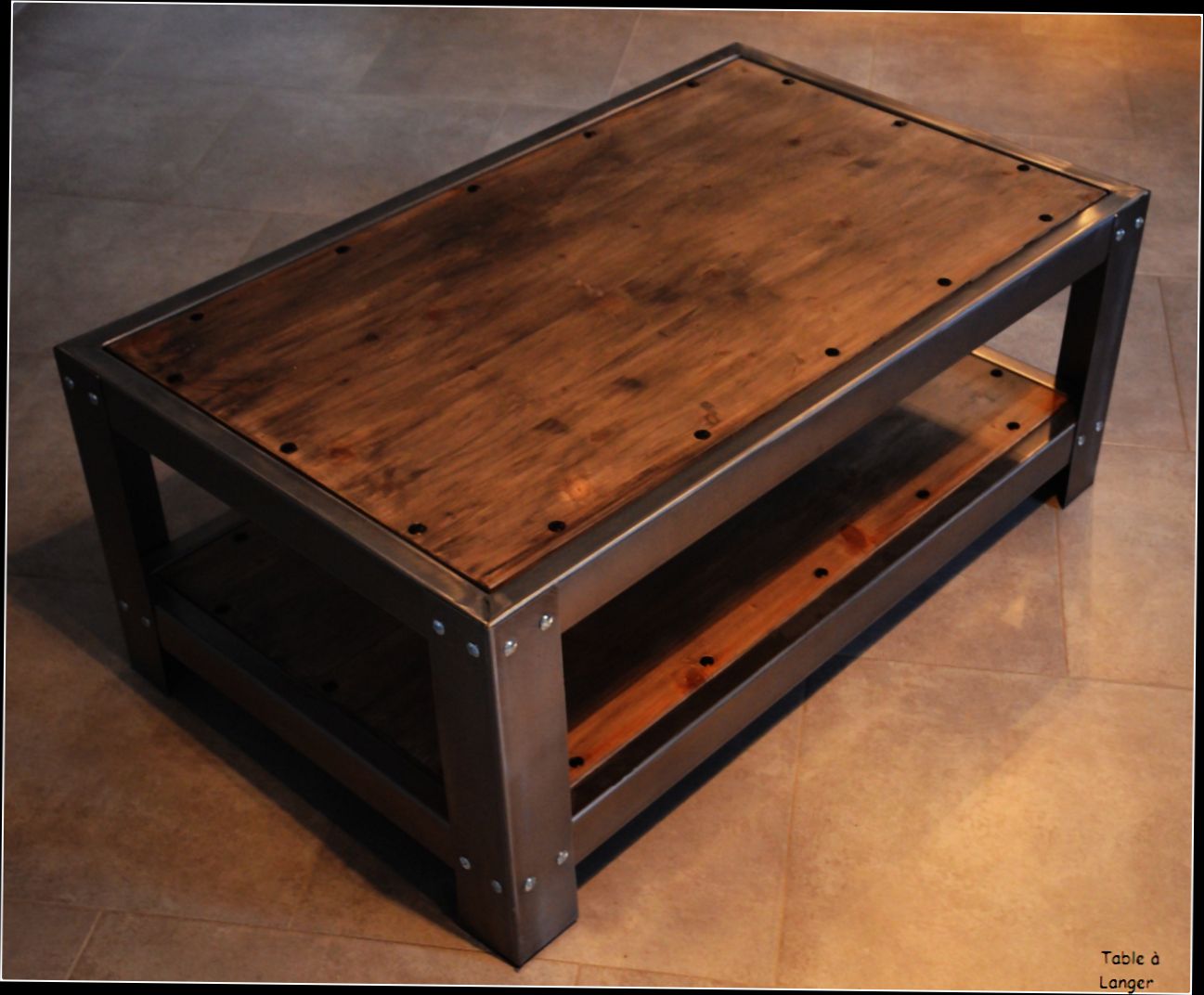 Table basse coffre bois fer