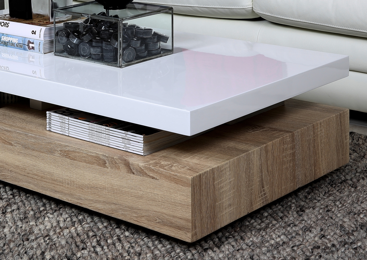 Table basse bois et laque blanc