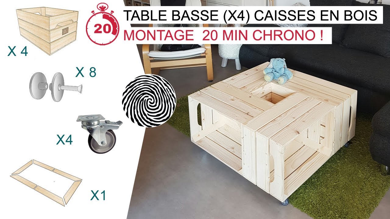 Table basse caisse de vin en bois