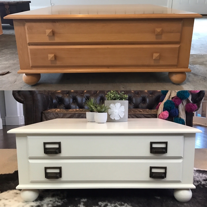 Table basse bois relooké