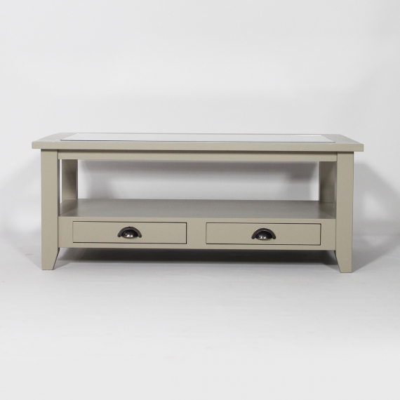 Table basse taupe et bois