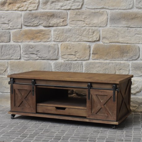 Table basse industrielle fer et bois