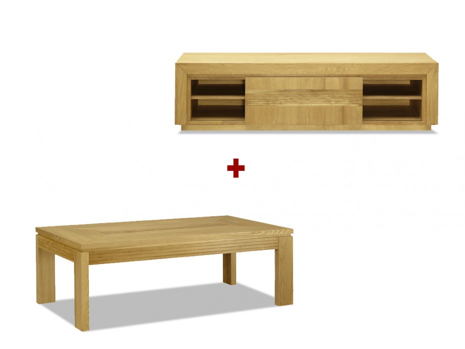 Table basse et meuble tv en bois