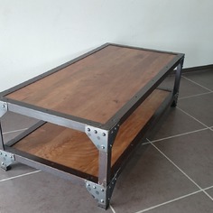 Table basse bois acier rectangle