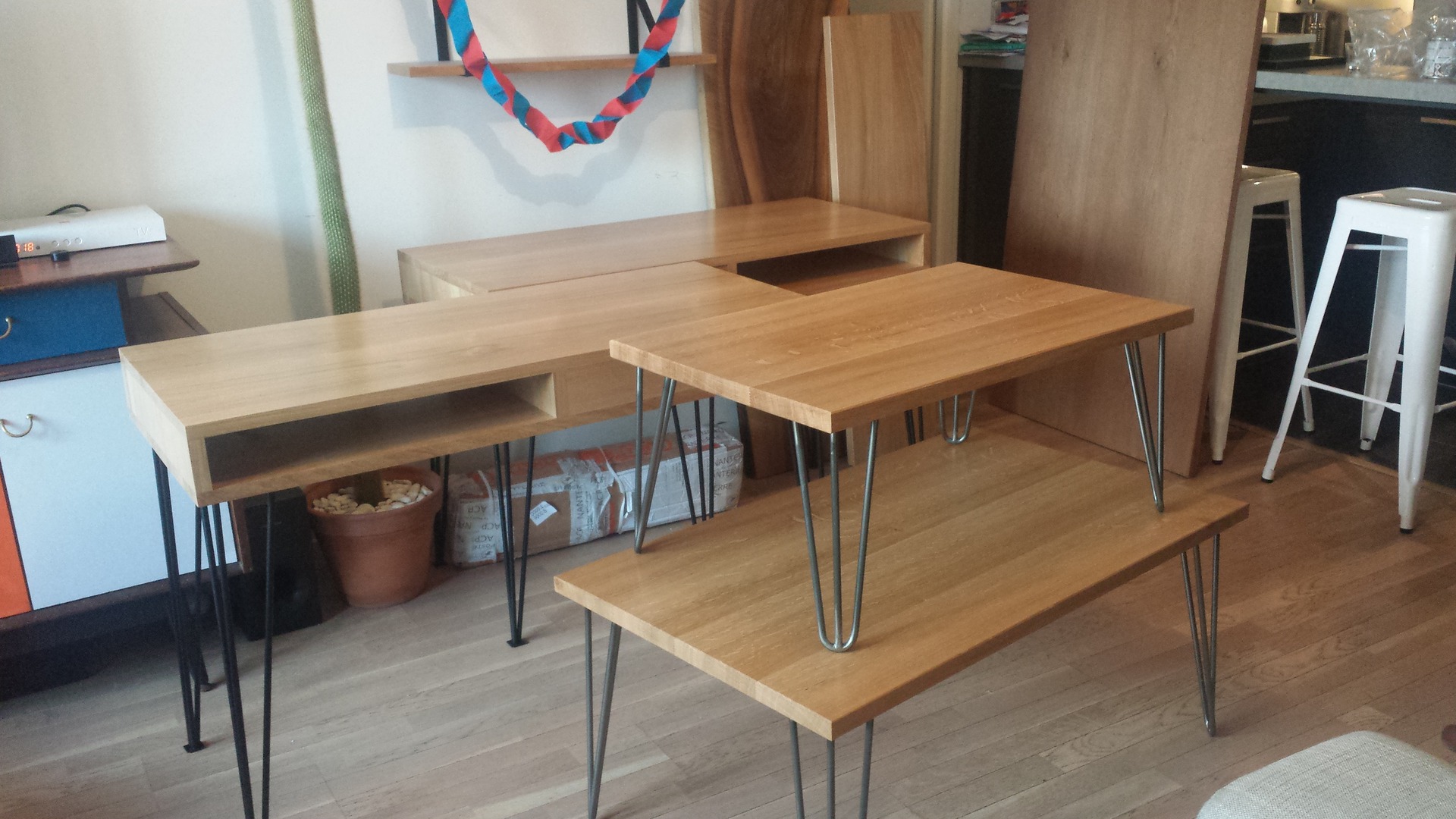 Table basse bois pied en épingle