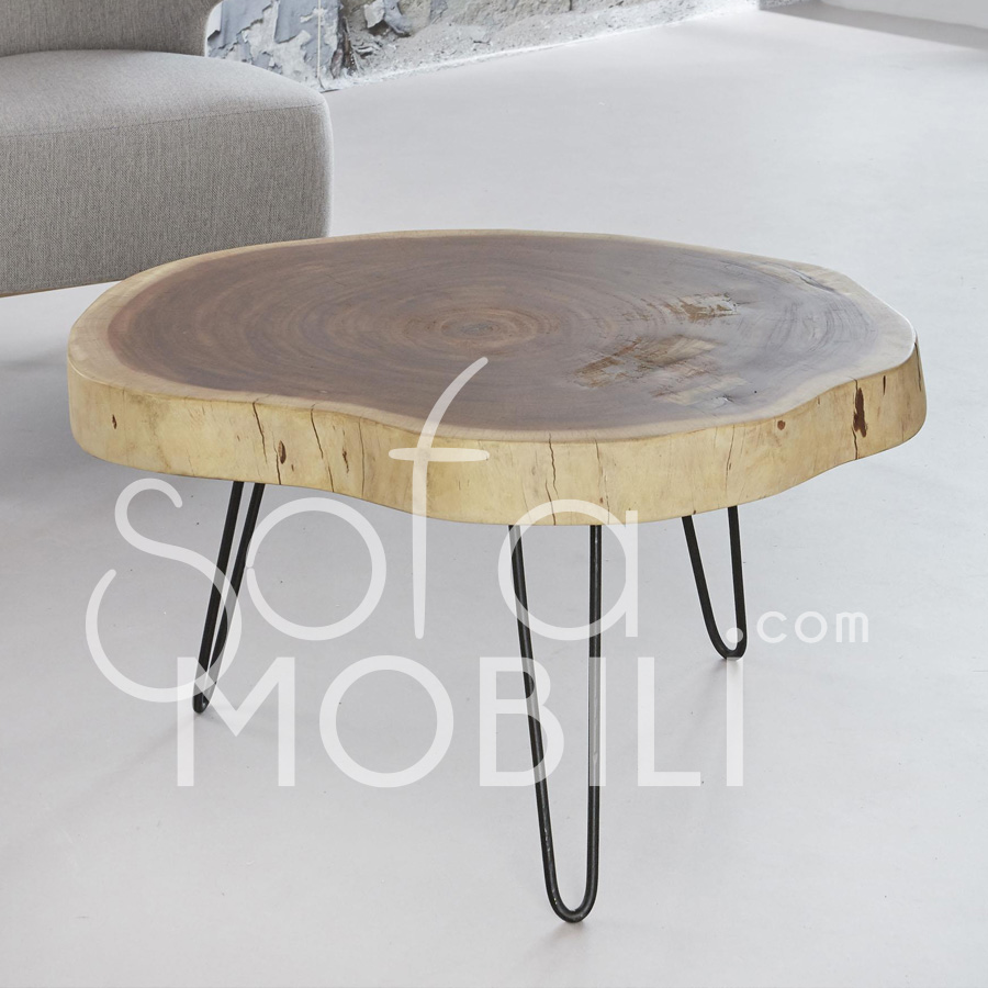 Table basse bois brute ronde