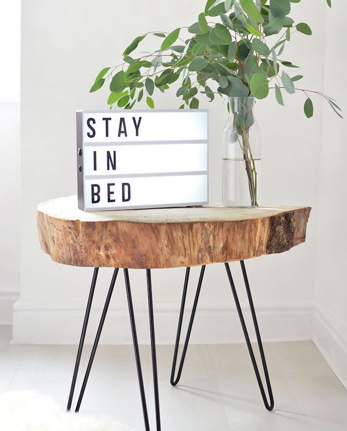 Table basse plateau rondin de bois
