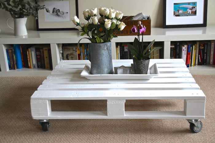 Table basse bois fleur