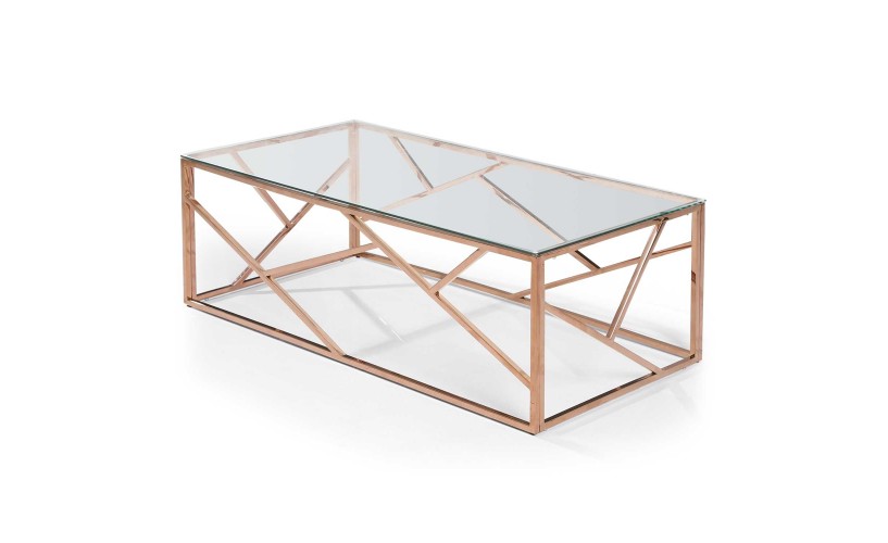 Table basse transparente pied bois