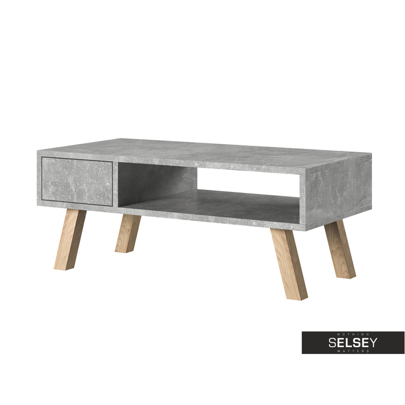 Vero bois - table basse - blanc mat/ décor chêne