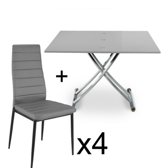 Table basse relevable philadelphia blanc laqué