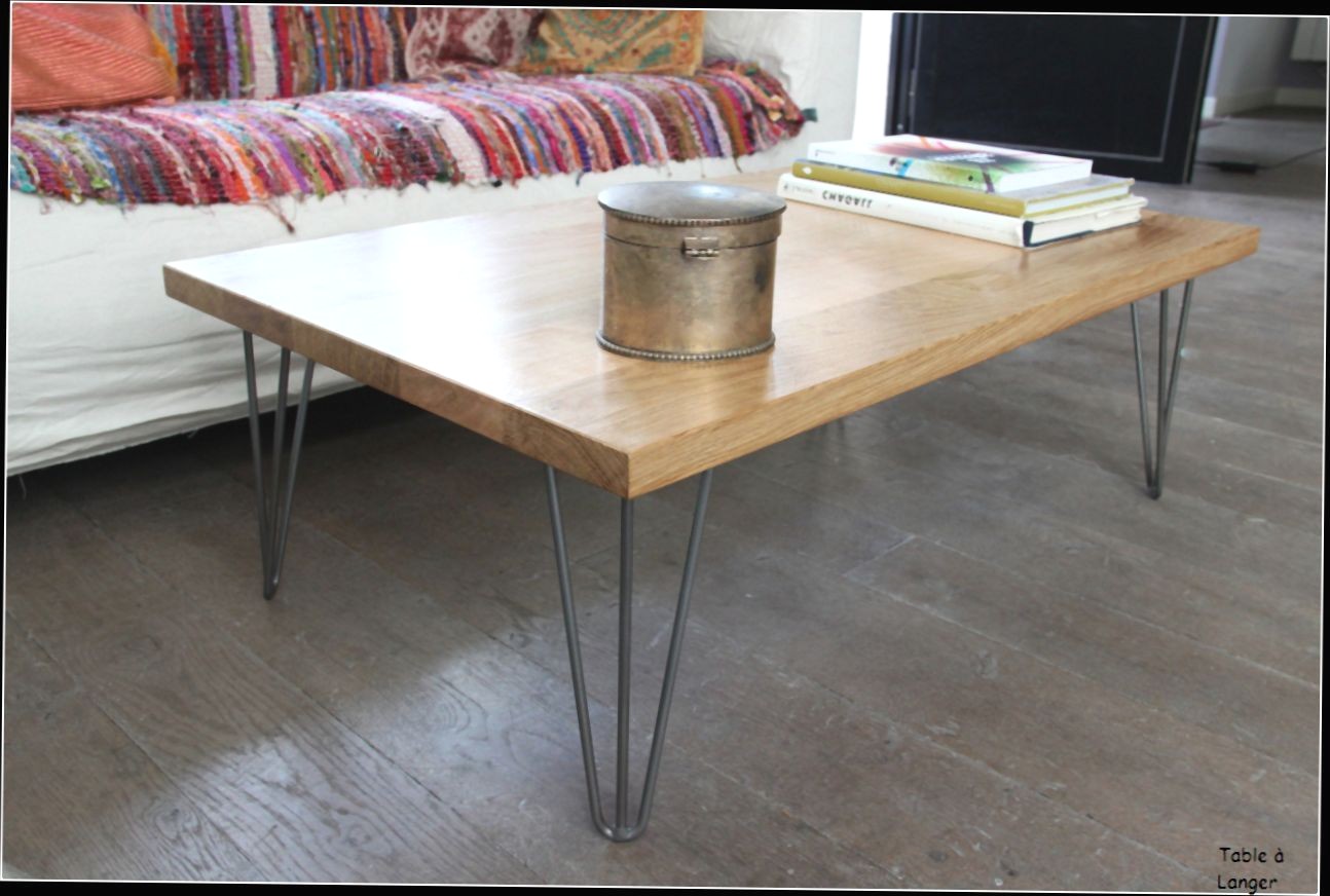 Table basse bois pied acier