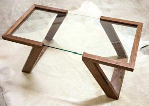 Table basse rectangulaire en bois et verre longueur 105cm double plateau sutton