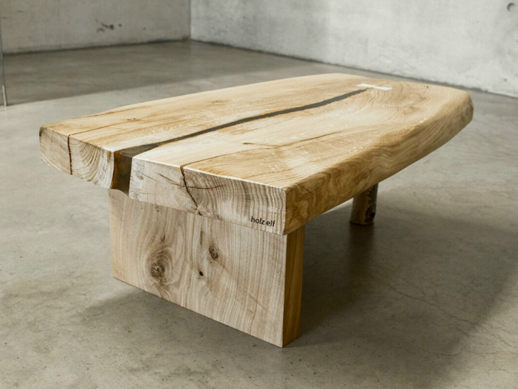 Table basse bois brut ovale