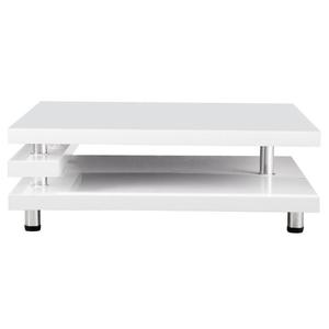 Table basse design blanc laqué et bois spring 120 cm