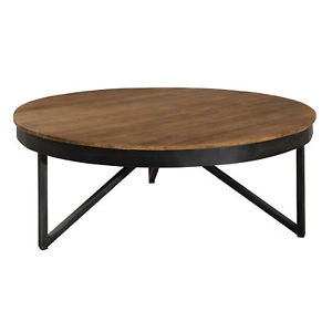 Table basse ronde bois fonce