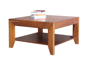 Table basse bois et pouf