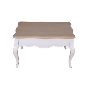 Table basse carrée blanc et bois