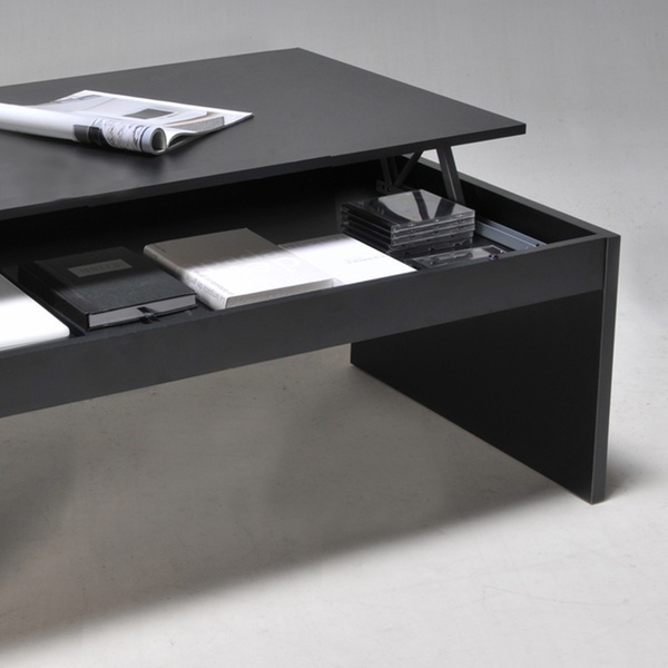 Darwin table basse plateau relevable noir 120x60