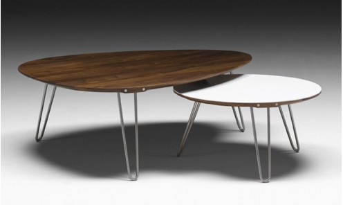 Table basse bois pieds triangulaire