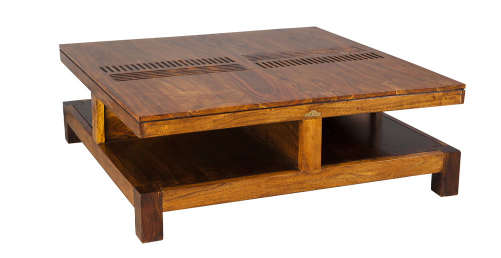 Table basse acacia bois et chiffon