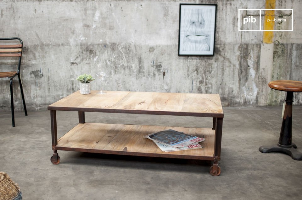 Table basse bois deux plateaux