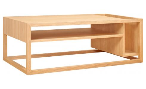 Table basse carree blanche et bois