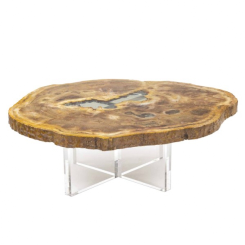 Table basse bois petrifie