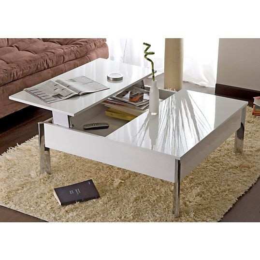 Open table basse transformable, plateau relevable