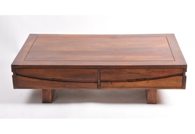 Table basse carrée bois exotique