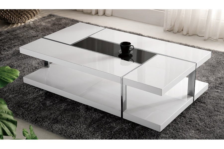 Table basse design noir et blanc laqué